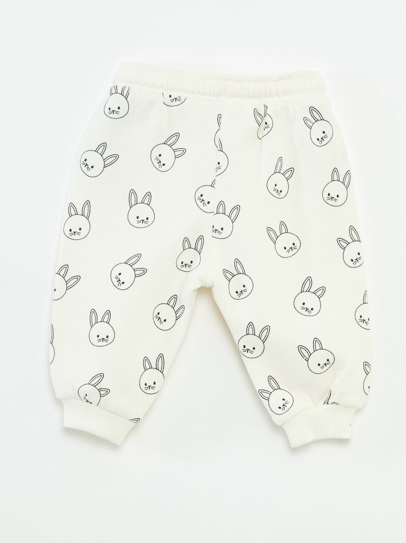 Pantalón de chándal de felpa con bolsillo canguro y orejas de fantasía Blanco - Kiabi
