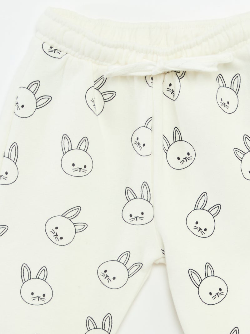 Pantalón de chándal de felpa con bolsillo canguro y orejas de fantasía Blanco - Kiabi