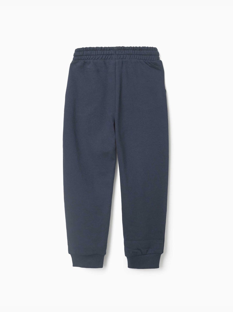 Pantalón de chándal de felpa con bolsillos y estampado ZY Azul oscuro - Kiabi