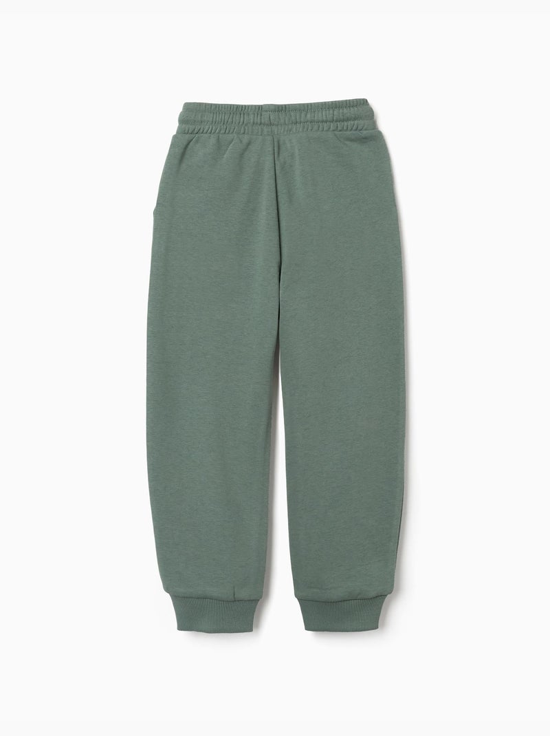 Pantalón de chándal de felpa con bolsillos y estampado ZY Verde oscuro - Kiabi