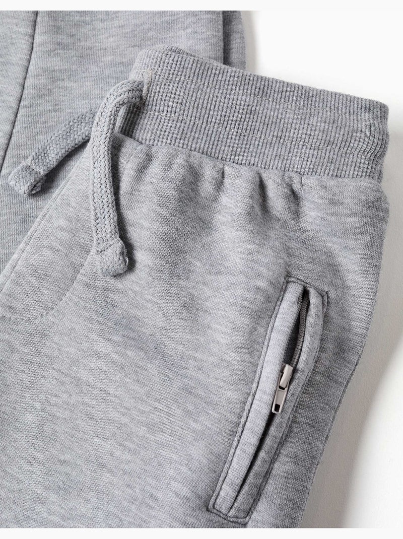 Pantalón de chándal de felpa con cordón y bolsillos Gris claro - Kiabi