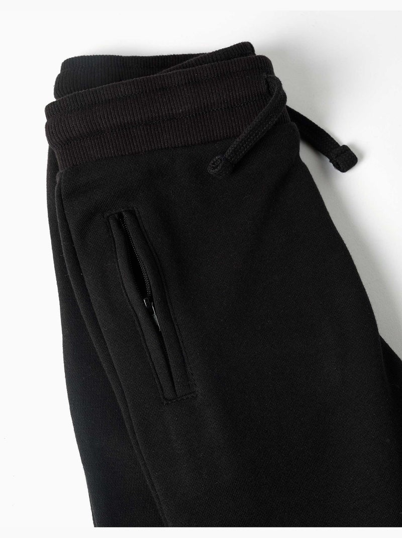 Pantalón de chándal de felpa con cordón y bolsillos Negro Negro - Kiabi
