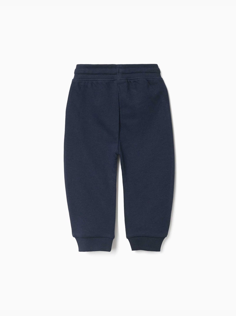 Pantalón de chándal de felpa con cordón y estampado Azul oscuro - Kiabi