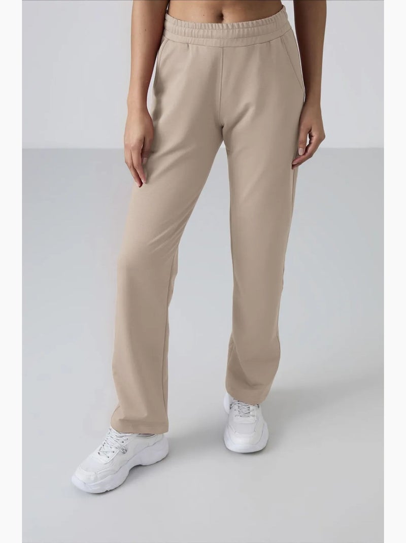 Pantalón de chándal de felpa de pernera recta para mujer tommy Beige arcilla - Kiabi