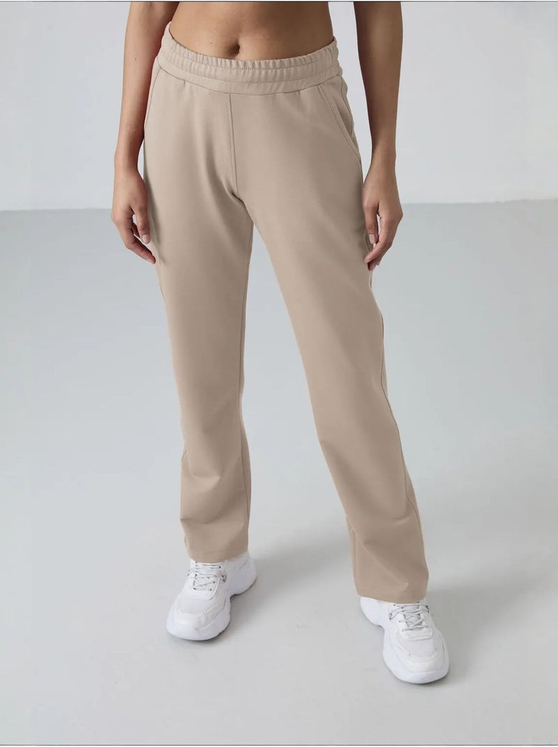 Pantalón de chándal de felpa de pernera recta para mujer tommy Beige arcilla - Kiabi