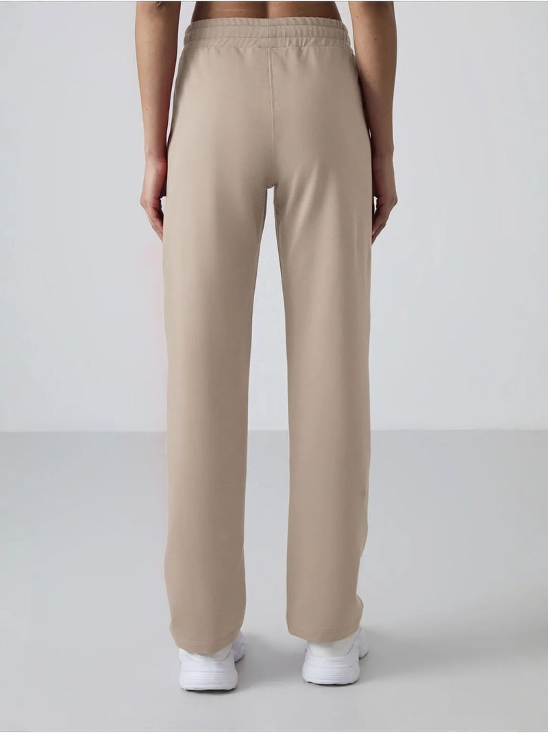 Pantalón de chándal de felpa de pernera recta para mujer tommy Beige arcilla - Kiabi
