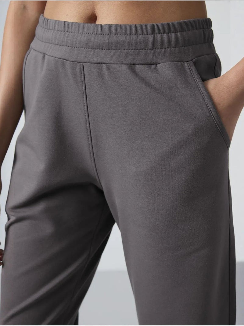 Pantalón de chándal de felpa de pernera recta para mujer tommy Gris negro - Kiabi
