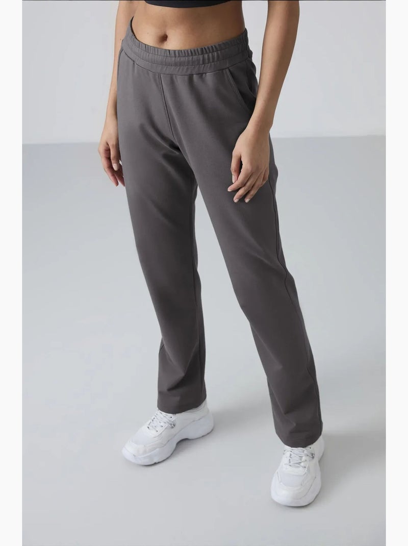 Pantalón de chándal de felpa de pernera recta para mujer tommy Gris negro - Kiabi