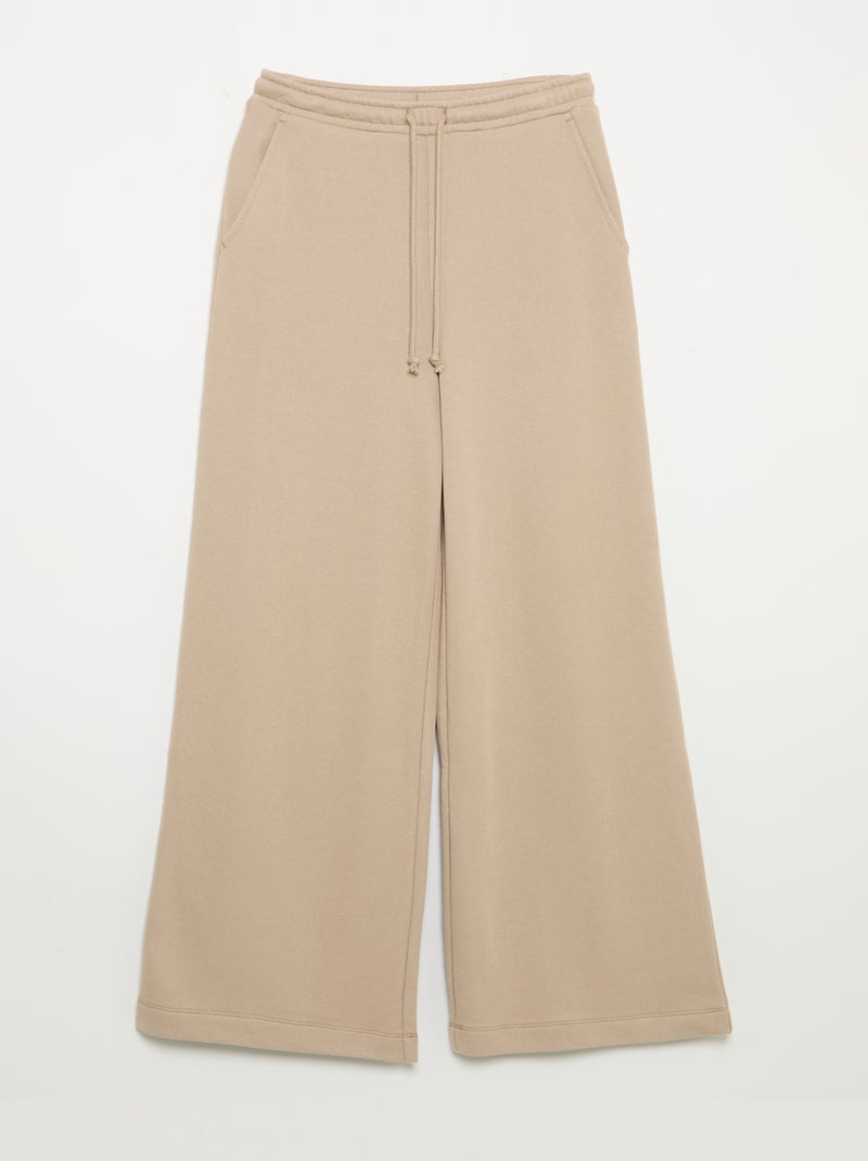 Pantalón de chándal de felpa ligera de corte ancho - fácil de poner Beige - Kiabi