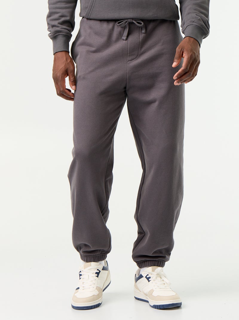 Pantalón de chándal de felpa liso Gris - Kiabi