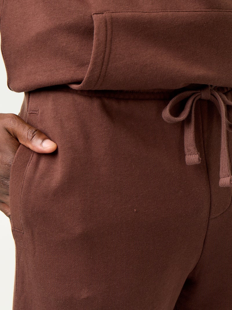 Pantalón de chándal de felpa liso Marron - Kiabi