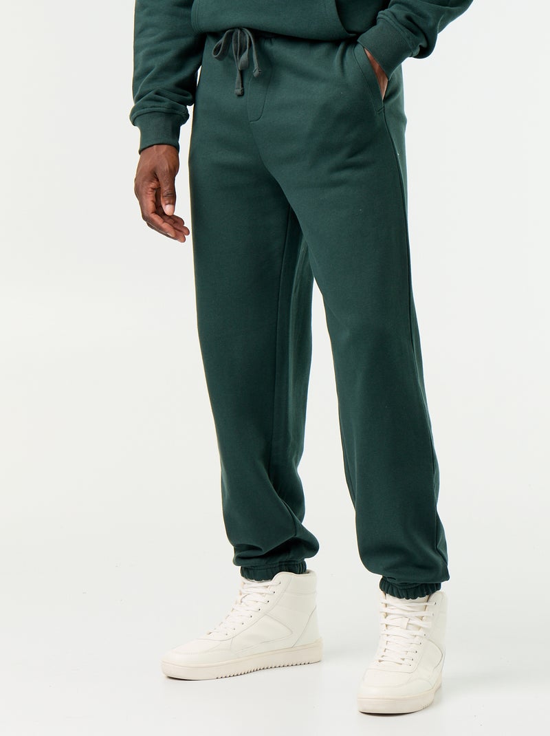 Pantalón de chándal de felpa liso Verde - Kiabi