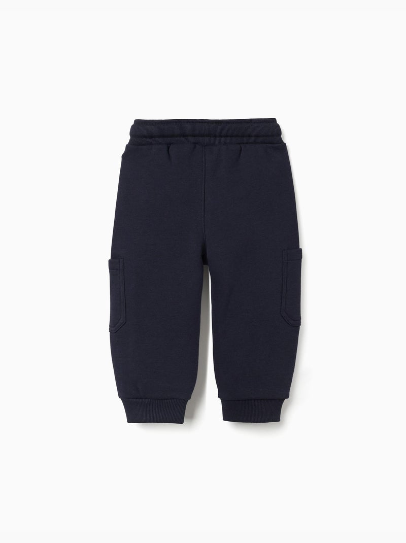 Pantalón de chándal de felpa perchado con bolsillos cargo Azul oscuro - Kiabi