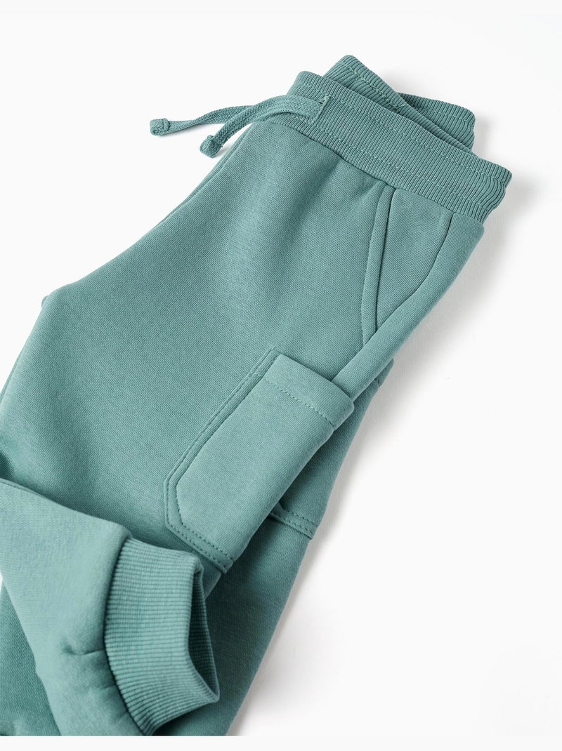 Pantalón de chándal de felpa perchado con bolsillos cargo Verde claro - Kiabi