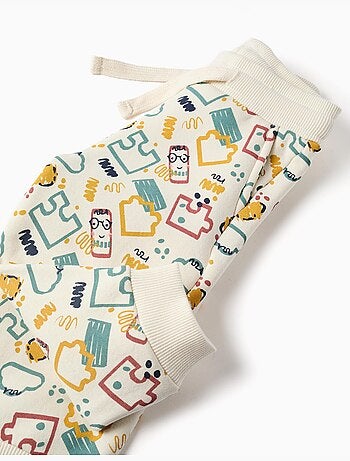 Pantalón de chándal de felpa perchado con estampado colorido