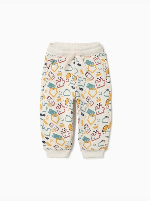 Pantalón de chándal de felpa perchado con estampado colorido - Kiabi