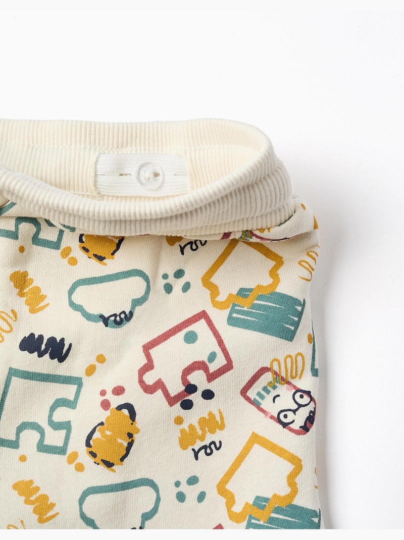 Pantalón de chándal de felpa perchado con estampado colorido Blanco - Kiabi