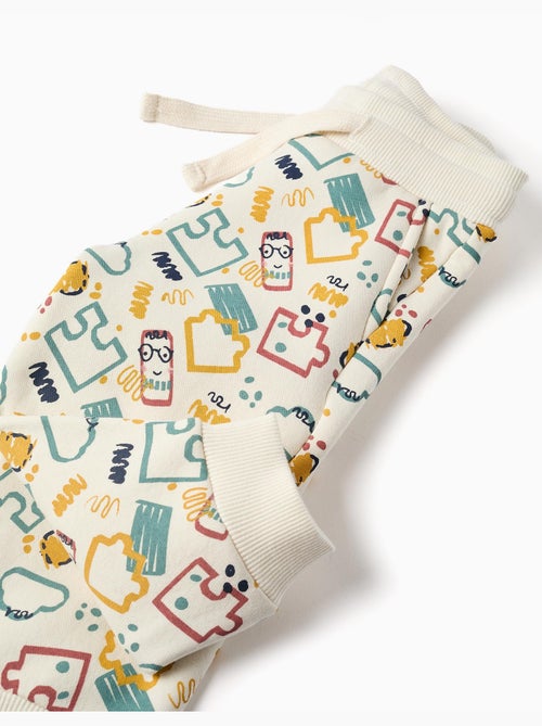 Pantalón de chándal de felpa perchado con estampado colorido - Kiabi