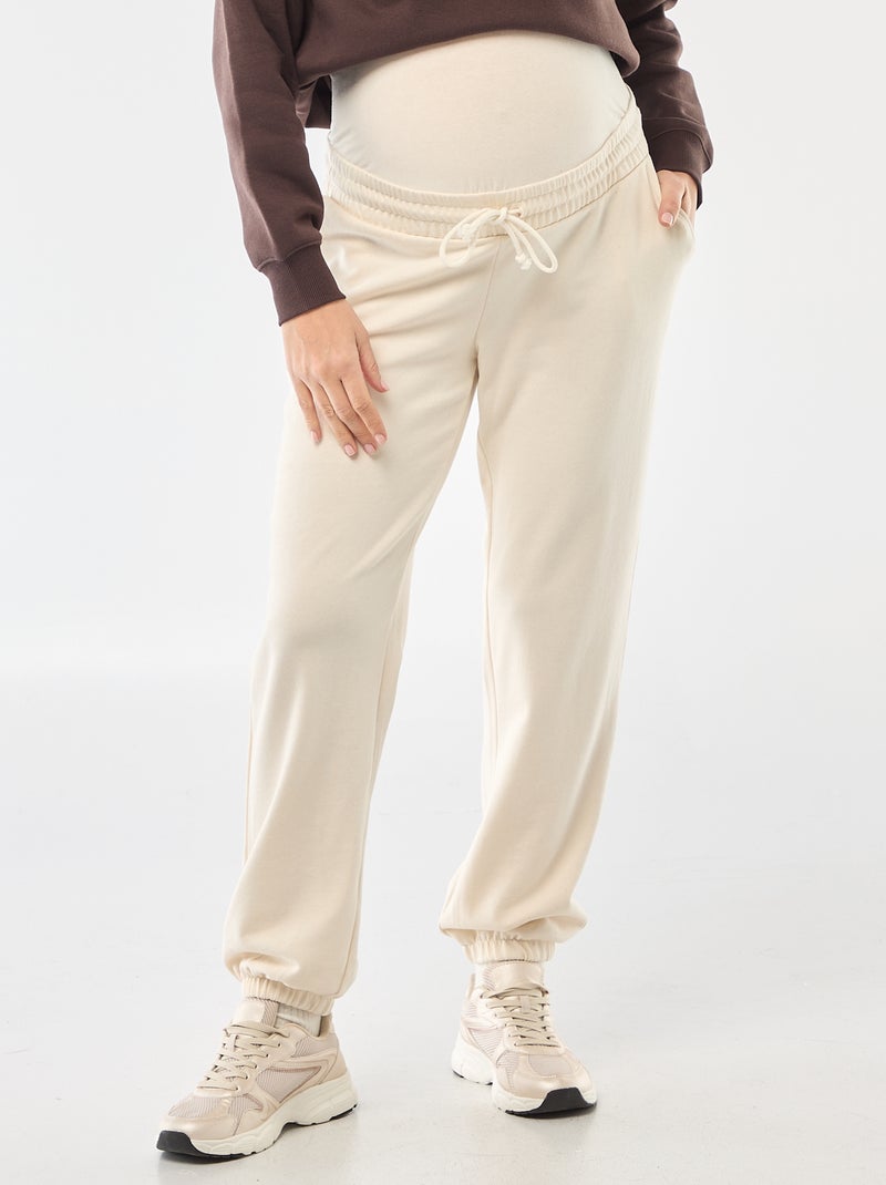 Pantalón de chándal de maternidad en felpa Blanco - Kiabi