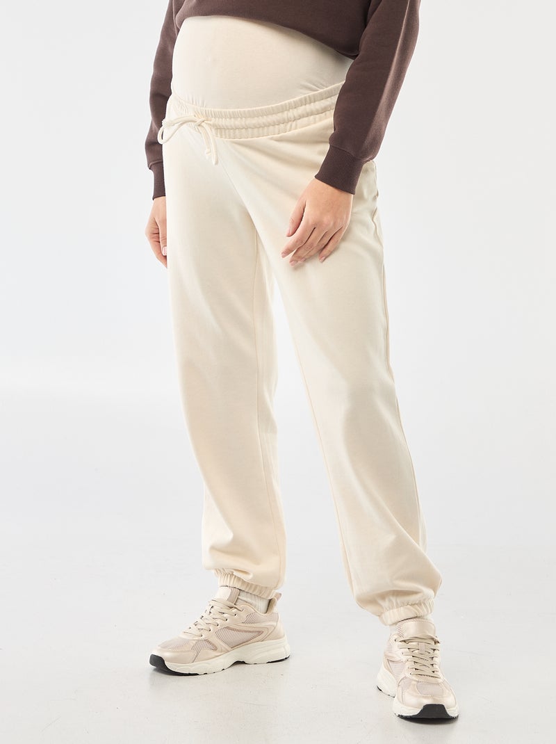 Pantalón de chándal de maternidad en felpa Blanco - Kiabi