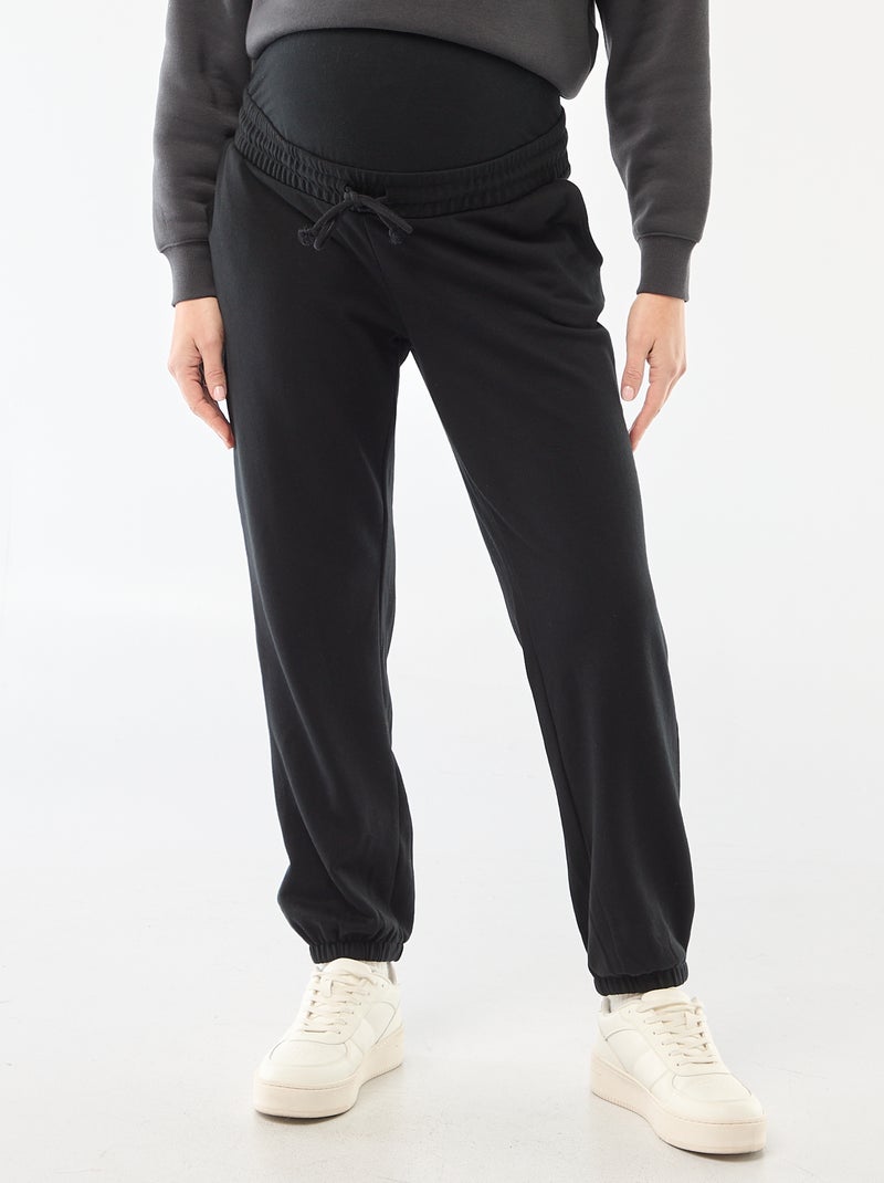 Pantalón de chándal de maternidad en felpa Negro - Kiabi