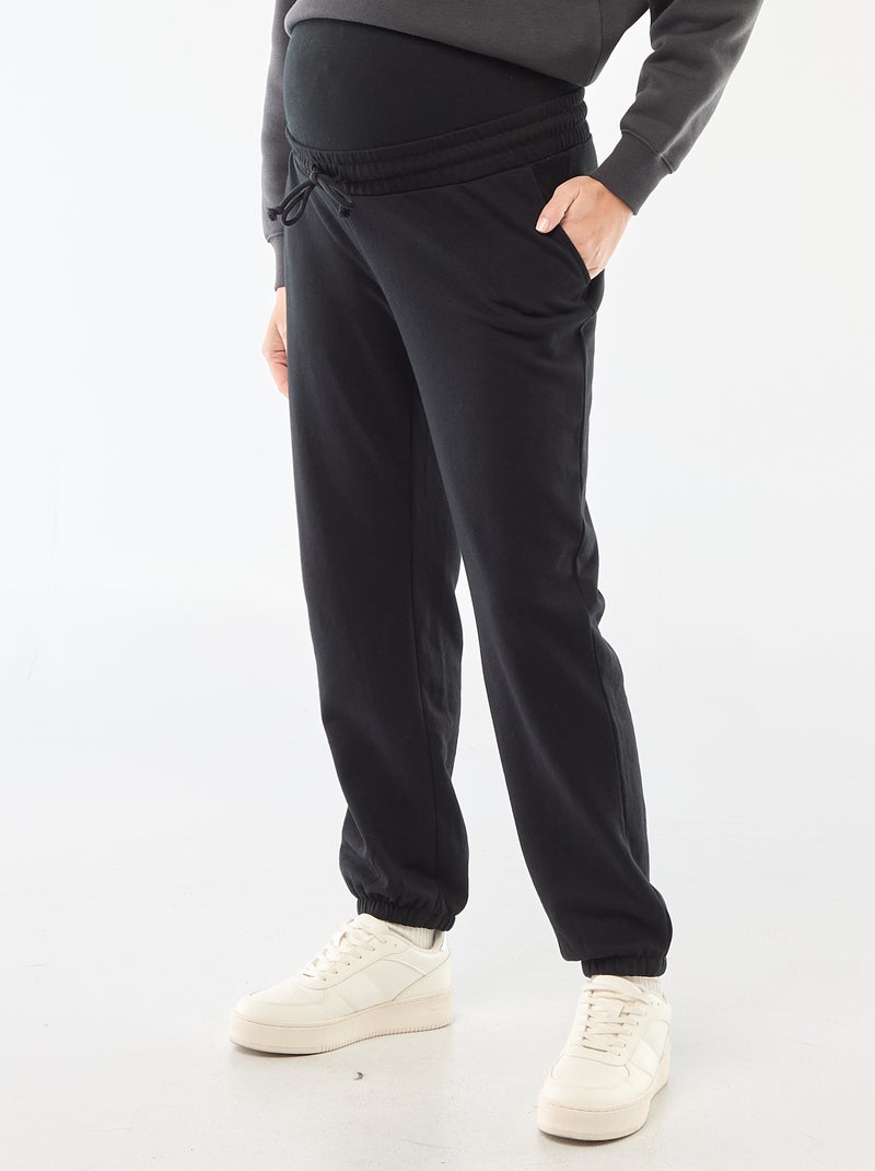 Pantalón de chándal de maternidad en felpa Negro - Kiabi