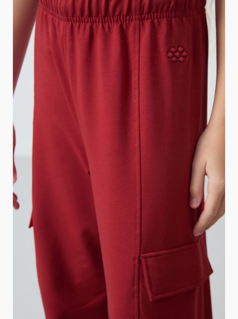 Pantalón de chándal de mezcla de algodón tommy Rojo burdeos - Kiabi