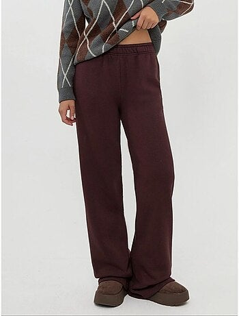 Pantalón de chándal de mujer de pierna ancha en mezcla de algodón hiccup