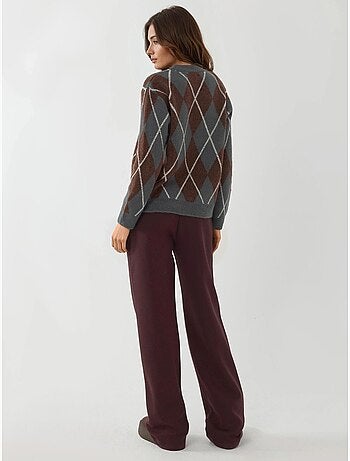 Pantalón de chándal de mujer de pierna ancha en mezcla de algodón hiccup