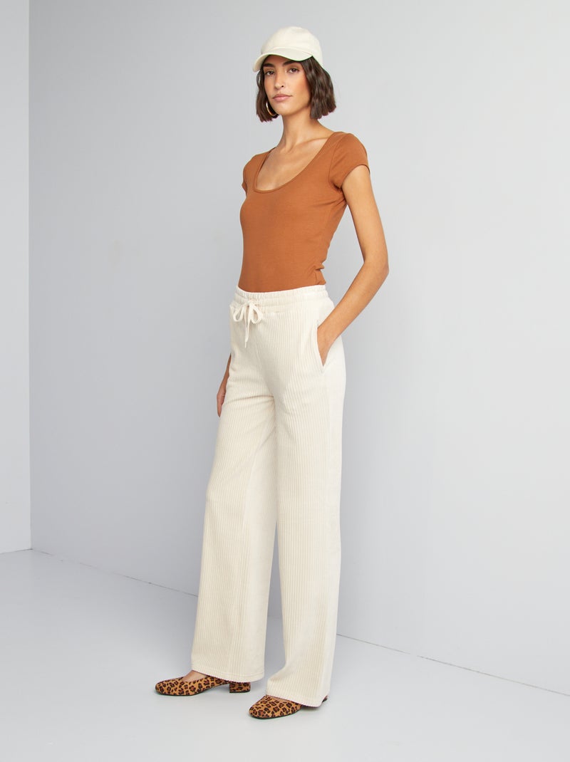 Pantalón de chándal de pana beige - Kiabi