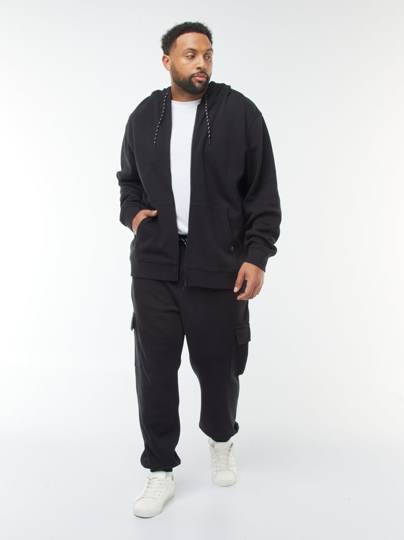 Pantalón de chándal de punto de piqué con bolsillos con solapa negro - Kiabi