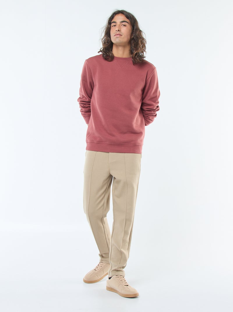 Pantalón de chándal de punto de piqué liso Beige - Kiabi