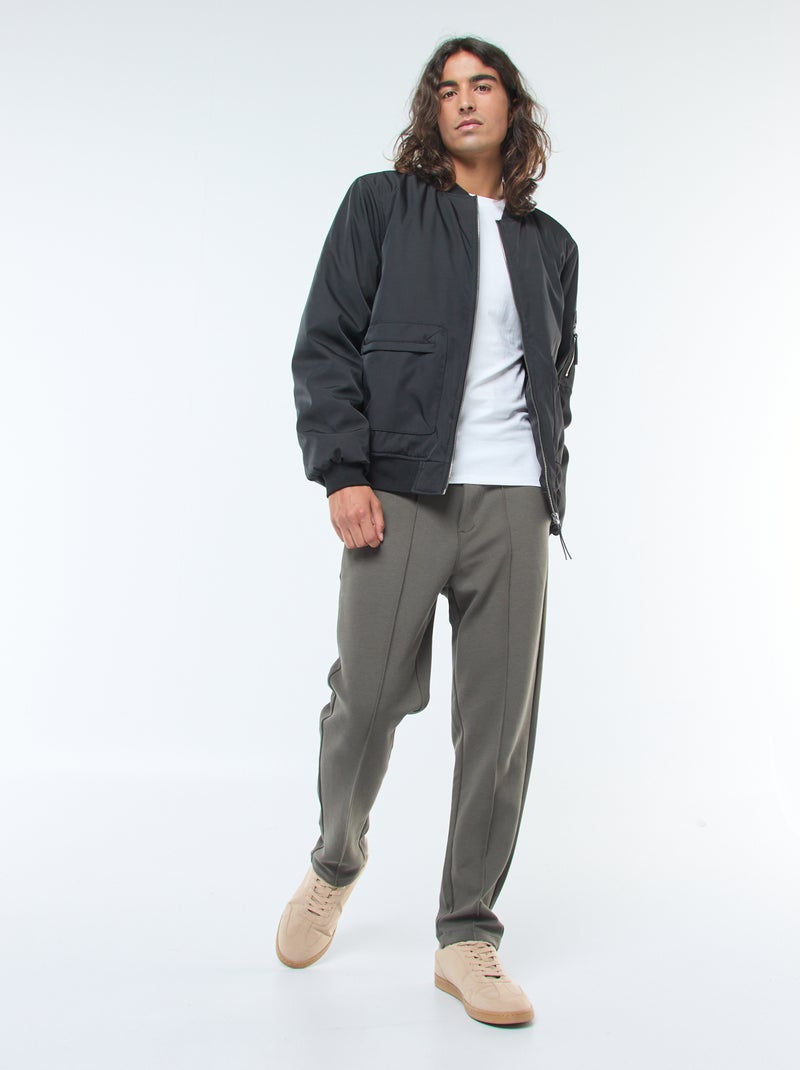 Pantalón de chándal de punto de piqué liso Kaki - Kiabi