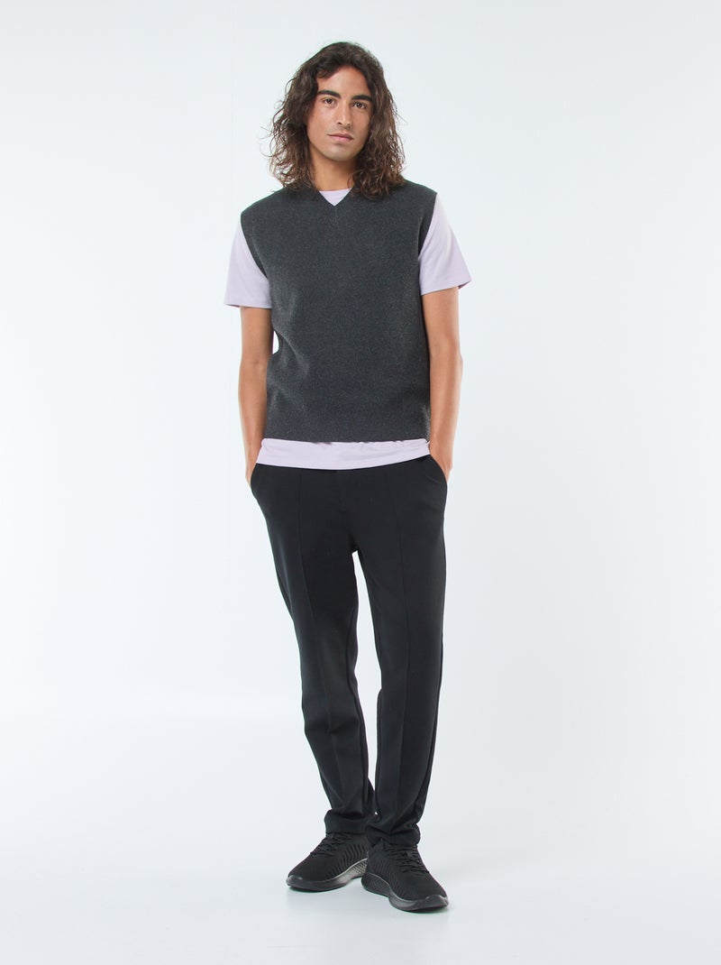 Pantalón de chándal de punto de piqué liso negro - Kiabi