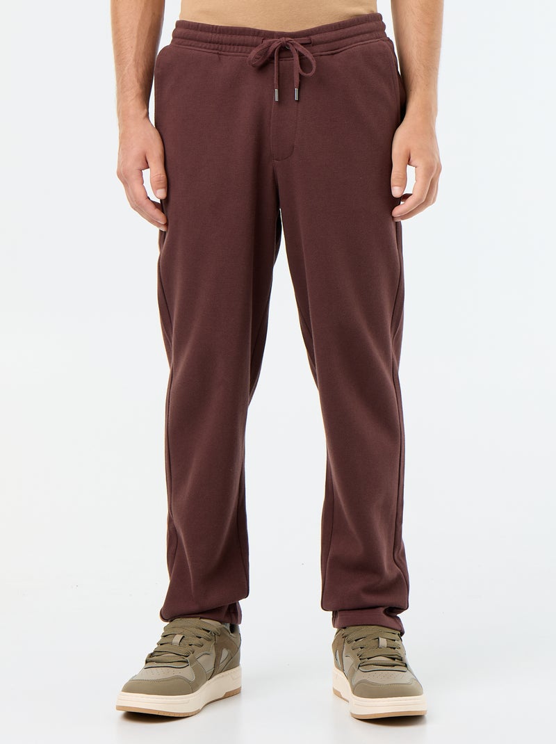 Pantalón de chándal de punto piqué Marron - Kiabi