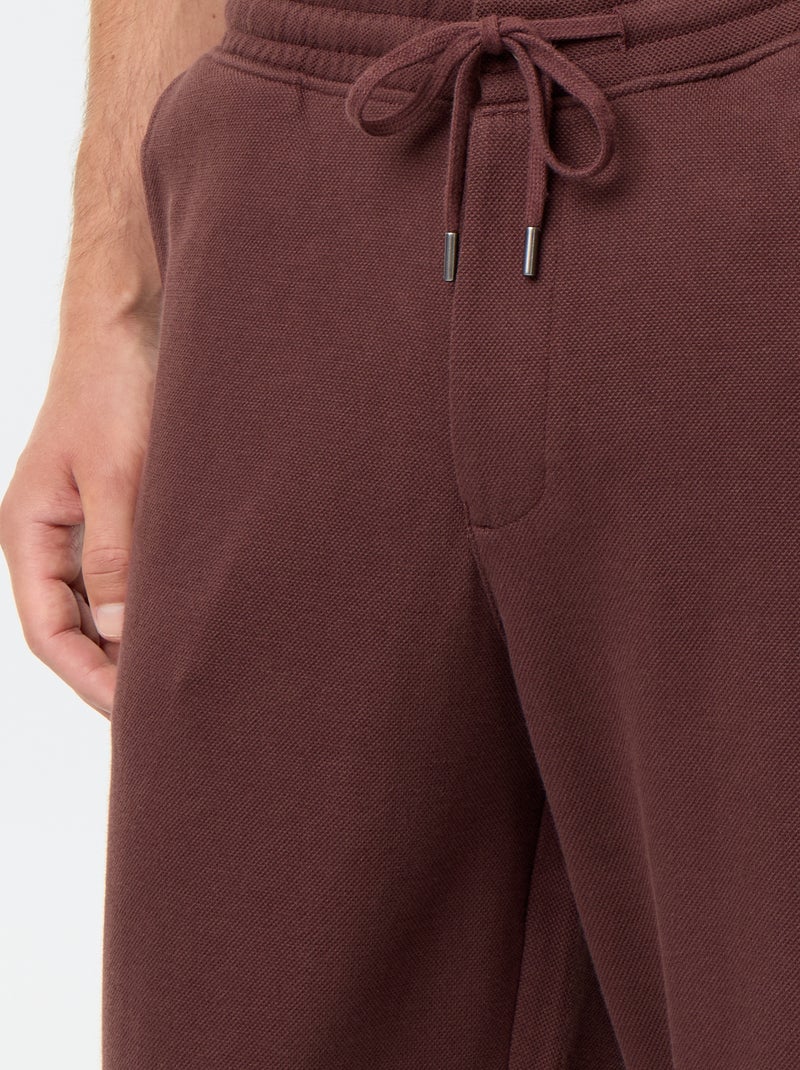 Pantalón de chándal de punto piqué Marron - Kiabi