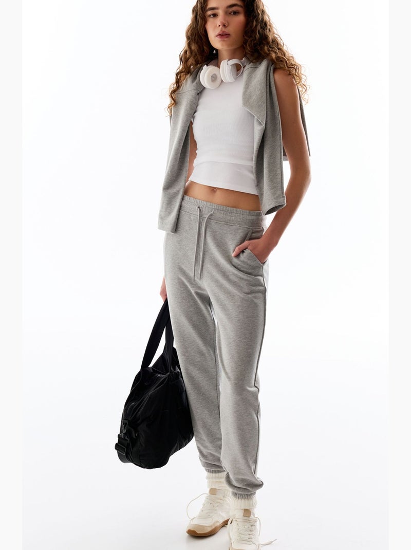 Pantalón de chándal de tiro alto con bajo elástico penti Gris claro - Kiabi