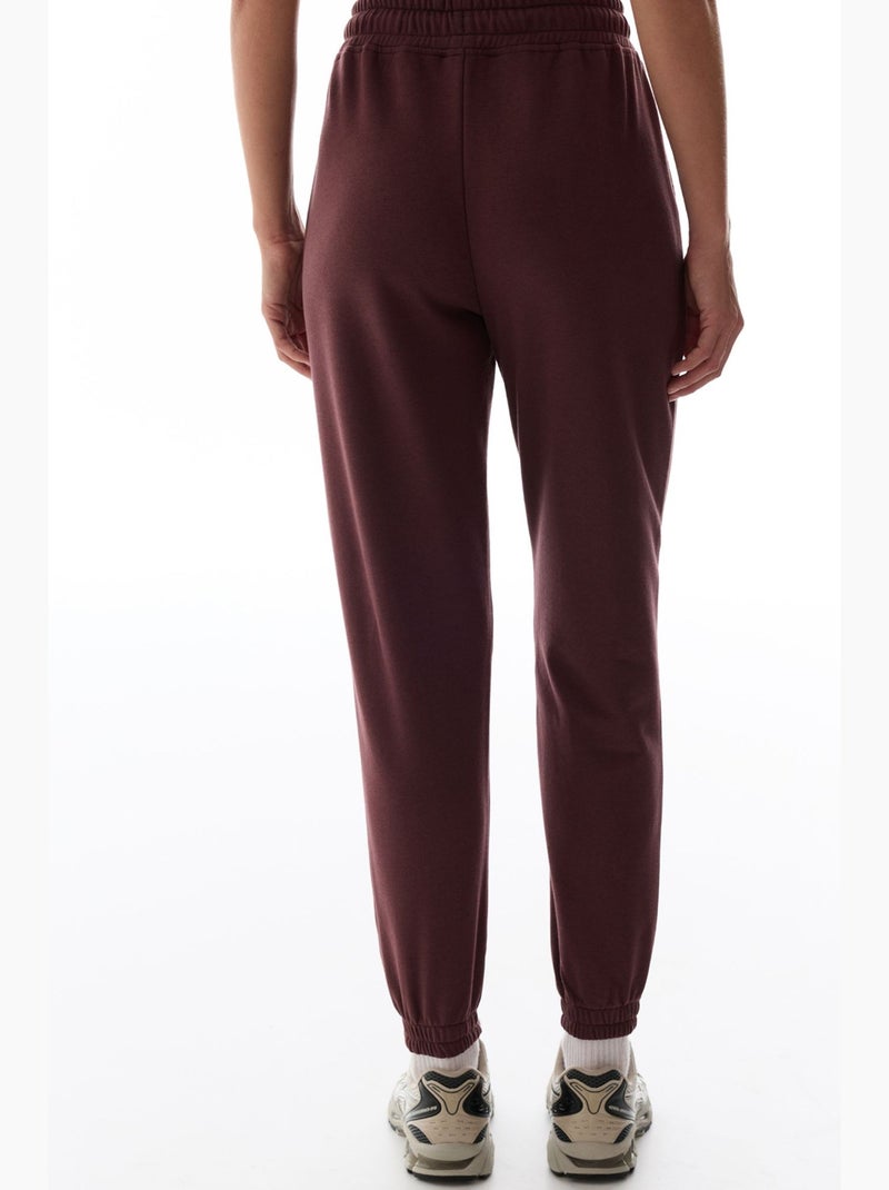 Pantalón de chándal de tiro alto con bajos elásticos penti Rojo burdeos - Kiabi