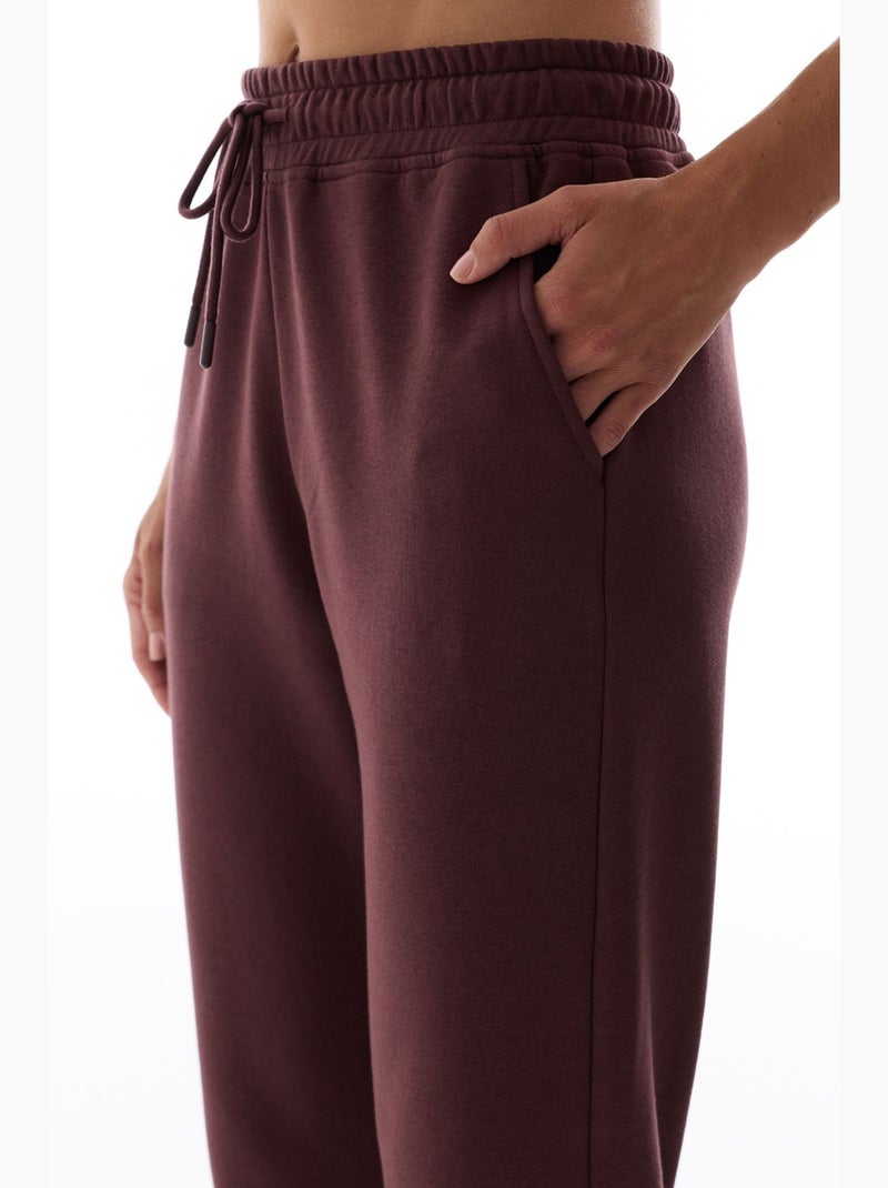 Pantalón de chándal de tiro alto con bajos elásticos penti Rojo burdeos - Kiabi