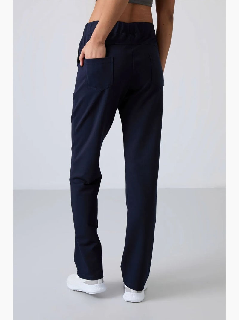Pantalón de chándal de tiro alto y pernera recta tommy Azul marino - Kiabi