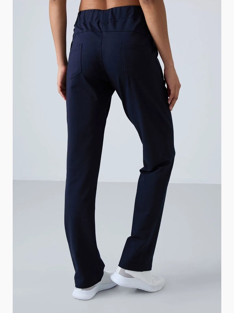 Pantalón de chándal de tiro alto y pernera recta tommy Azul marino - Kiabi