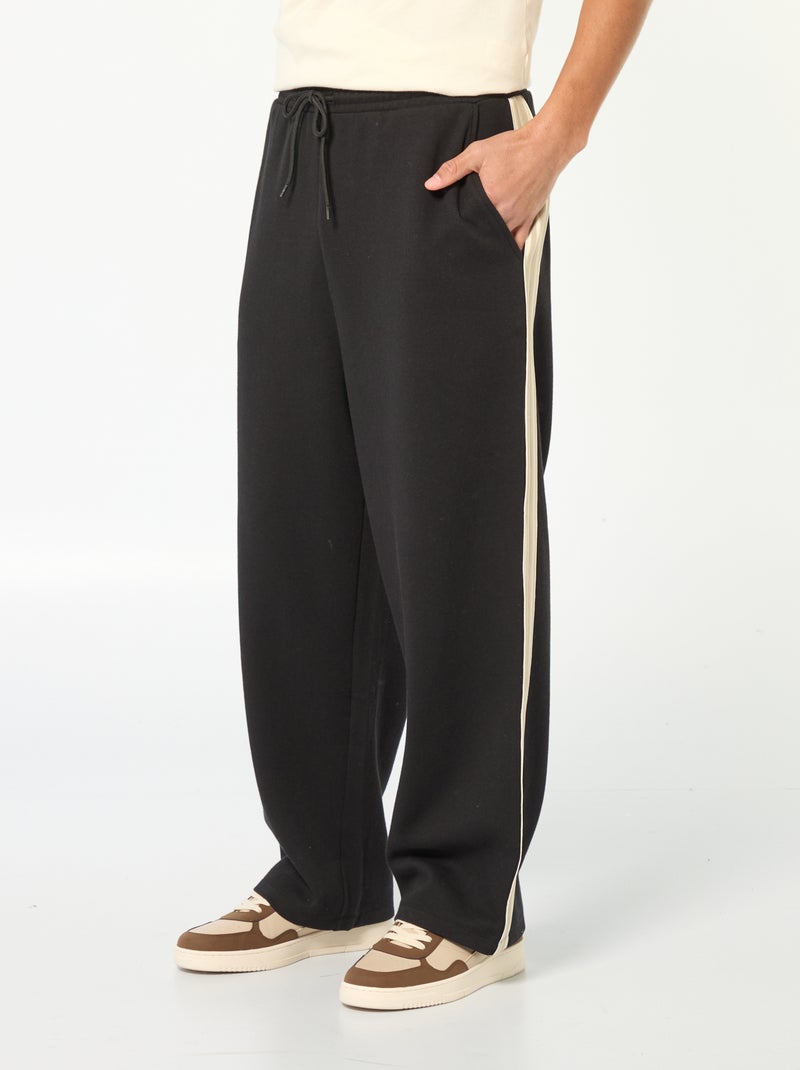 Pantalón de chándal de wide leg con banda decorativa Negro - Kiabi