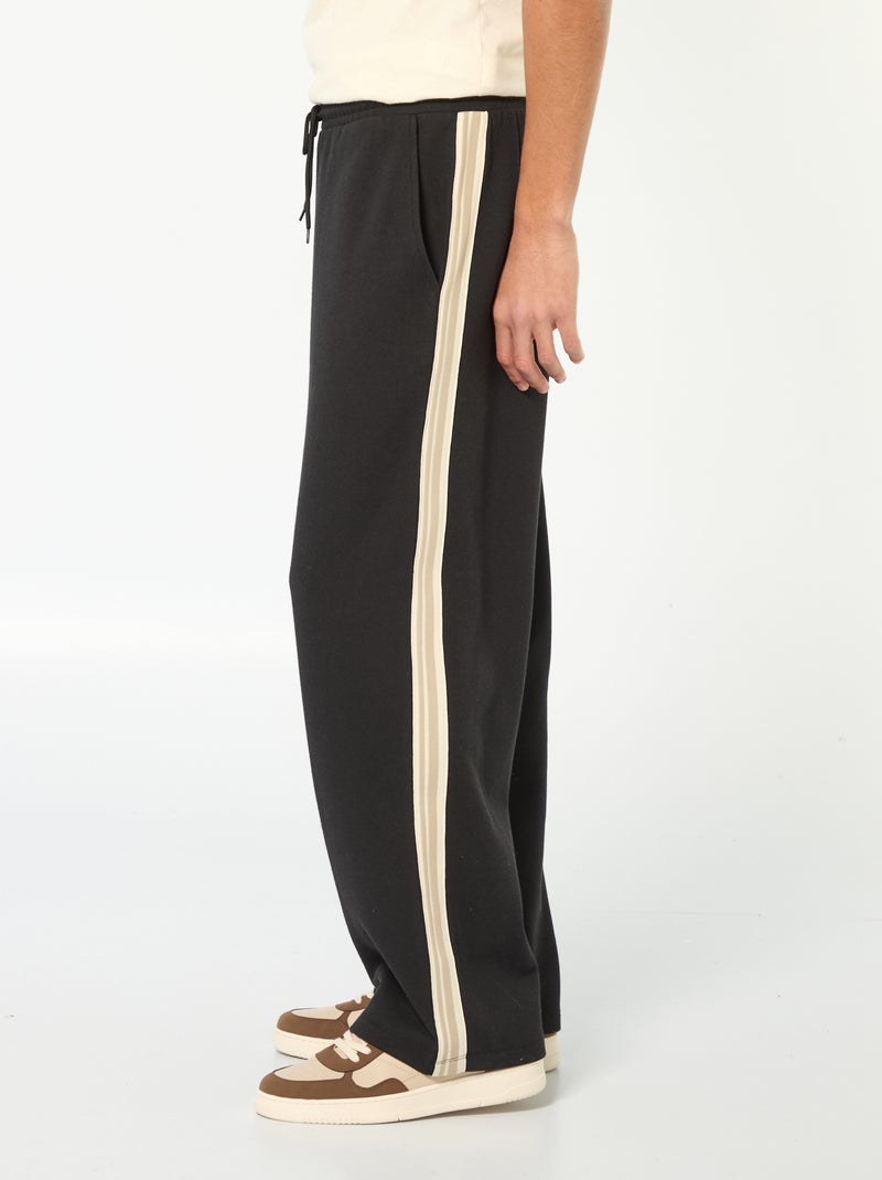 Pantalón de chándal de wide leg con banda decorativa Negro - Kiabi