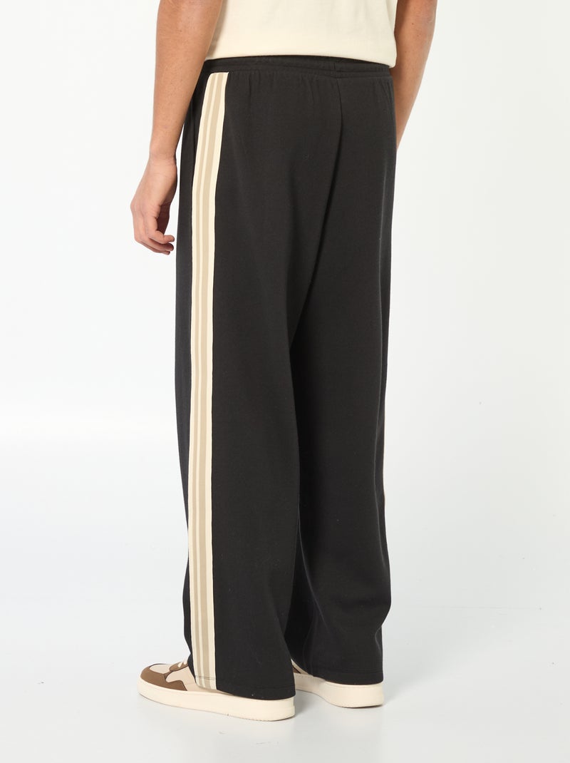 Pantalón de chándal de wide leg con banda decorativa Negro - Kiabi