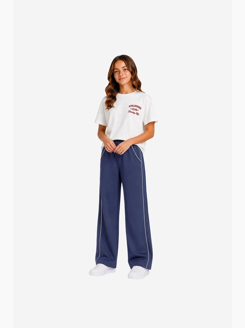Pantalón de chándal juvenil de algodón y poliéster tommy Azul marino - Kiabi