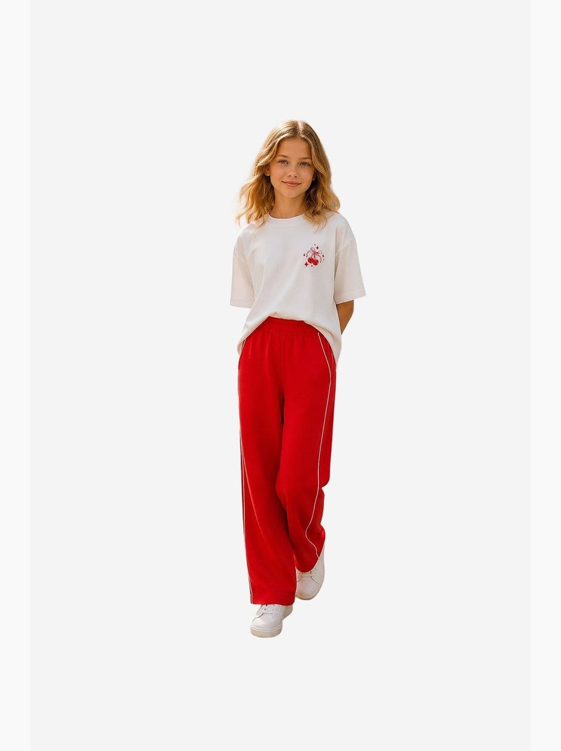 Pantalón de chándal juvenil de algodón y poliéster tommy Rojo - Kiabi
