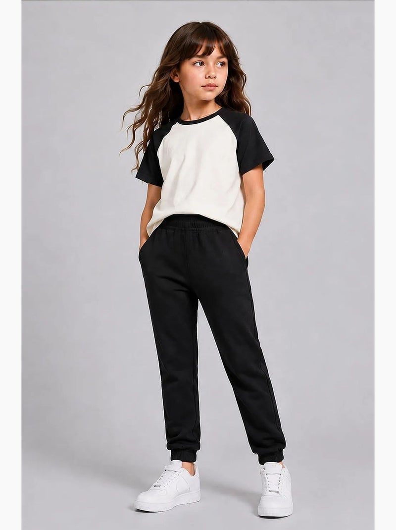 Pantalón de chándal juvenil unisex de algodón y poliéster tommy Negro - Kiabi