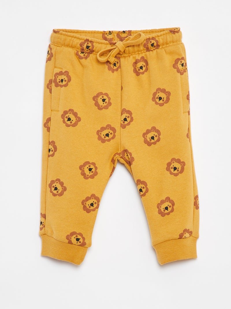 Pantalón de chándal liso con cintura elástica Amarillo - Kiabi