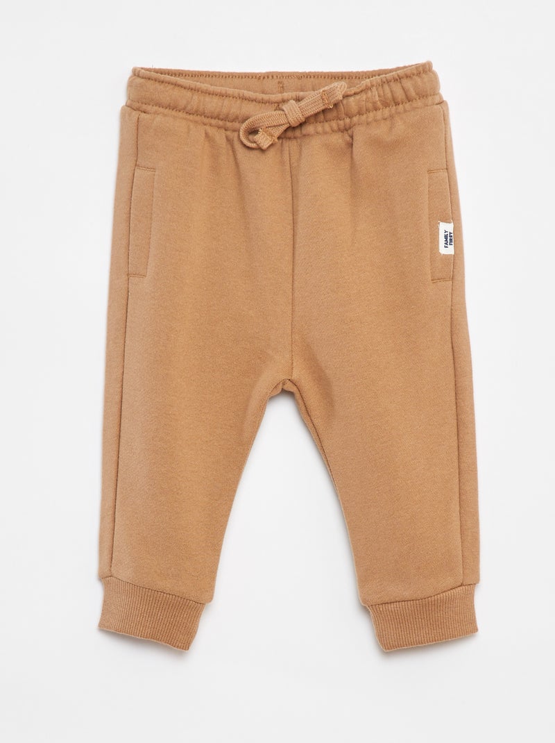 Pantalón de chándal liso con cintura elástica Beige - Kiabi