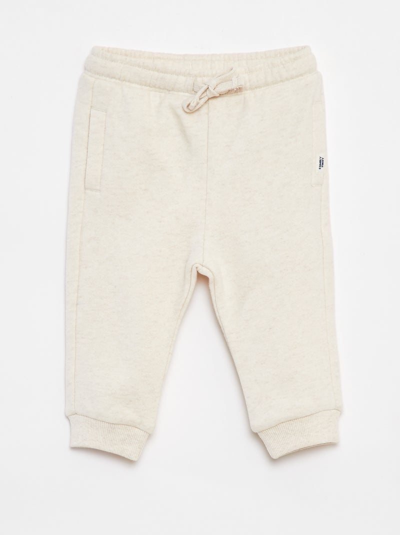 Pantalón de chándal liso con cintura elástica Beige - Kiabi